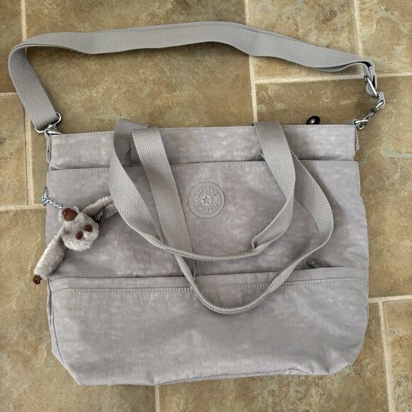 Kipling Tiffani Tote Slate Grey Crossbody Shoulder Bag Travel Commuter - Picture 2 of 10